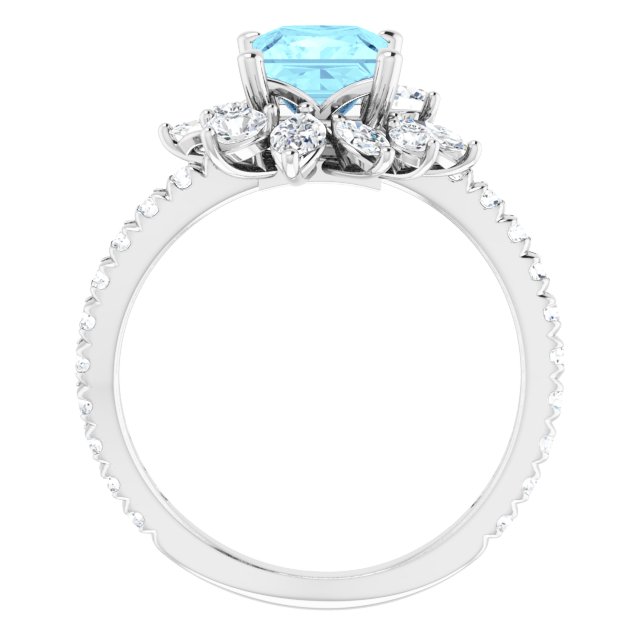 14K White Natural Aquamarine & 1 1/6 CTW Natural Diamond Ring 